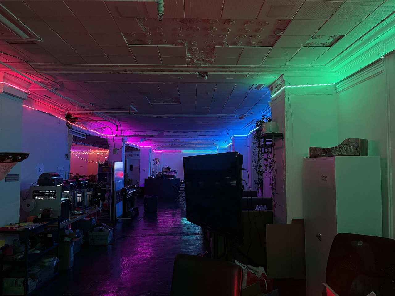 PROTO7YPE space with neon lighting